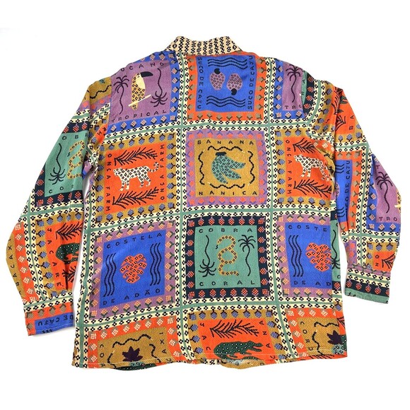 Farm Rio x Anthropologie Blouse Shirt Womens L Button Up BOHO Animals Novelty - Picture 5 of 9